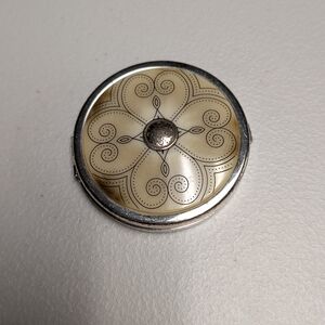 Brighton Compact Mirror with Cream and Silver Filigree